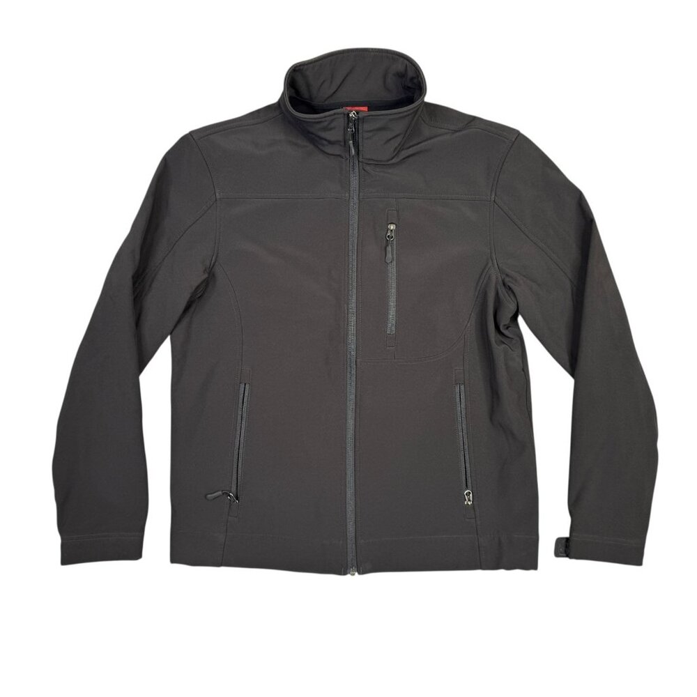 Tek Gear Jacket Mens Small S Black Soft Shell Full Zip Mock Neck Heat Tek Coat